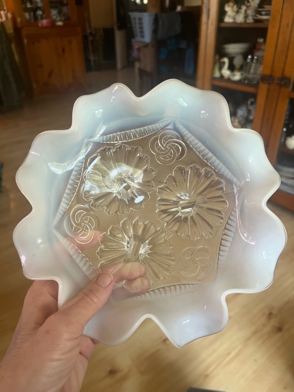 Opalescent White Glass Decorative Bowl